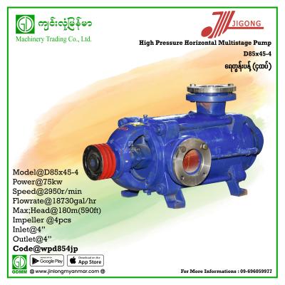 Multistage Pump JIGONG D85-45-4 180m (110mm) (75kw-Pulley)